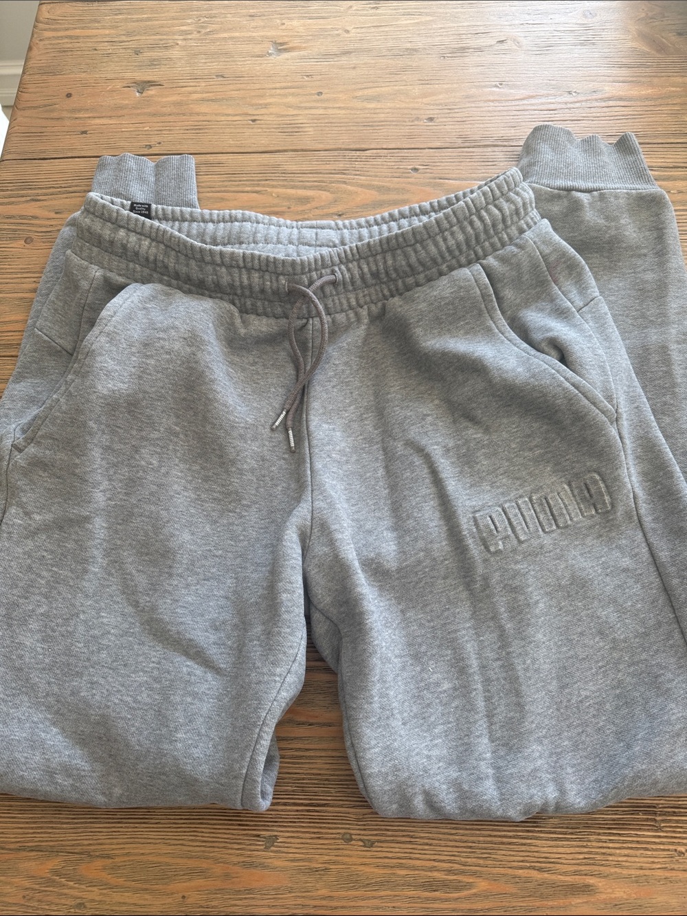 Puma Light Gray Embossed Logo Joggers